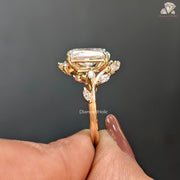 marquise side stone ring | radiant solitaire band | moissanite leaf setting
