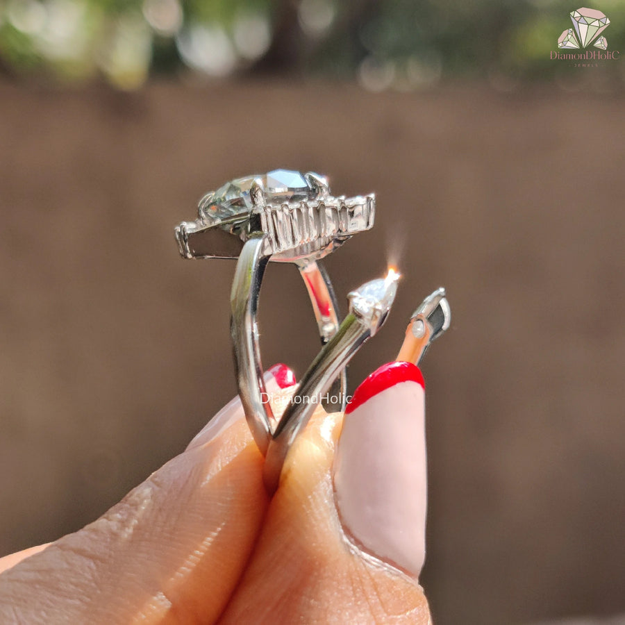 Round Half Halo Engagement Ring