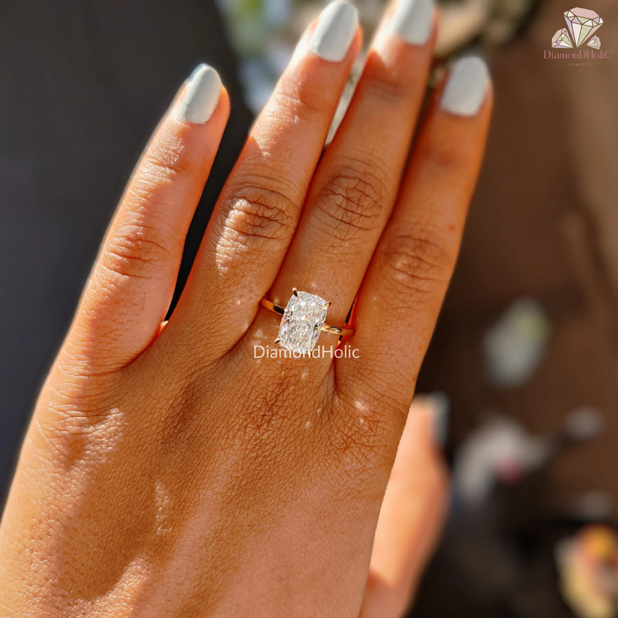 engagement ring yellow gold | eco-friendly diamond ring | classic cushion solitaire
