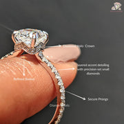Cushion Cut Lab Grown Diamond Hidden Halo Engagement Ring