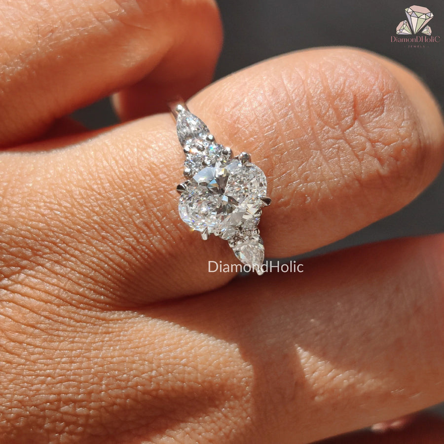 handcrafted diamond ring | eco bridal set | oval shaped engagement ring
