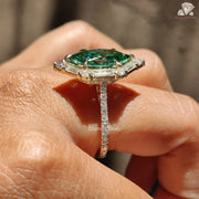 green radiant ring | designer moissanite ring | statement cocktail ring
