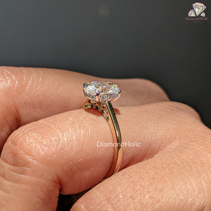 yellow gold diamond ring | oval lab diamond ring | elegant proposal ring
