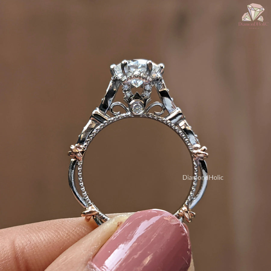 Stunning Vintage Diamond Ring | Elegant Round Cut Wedding Gift | Timeless Round Cut Proposal Band