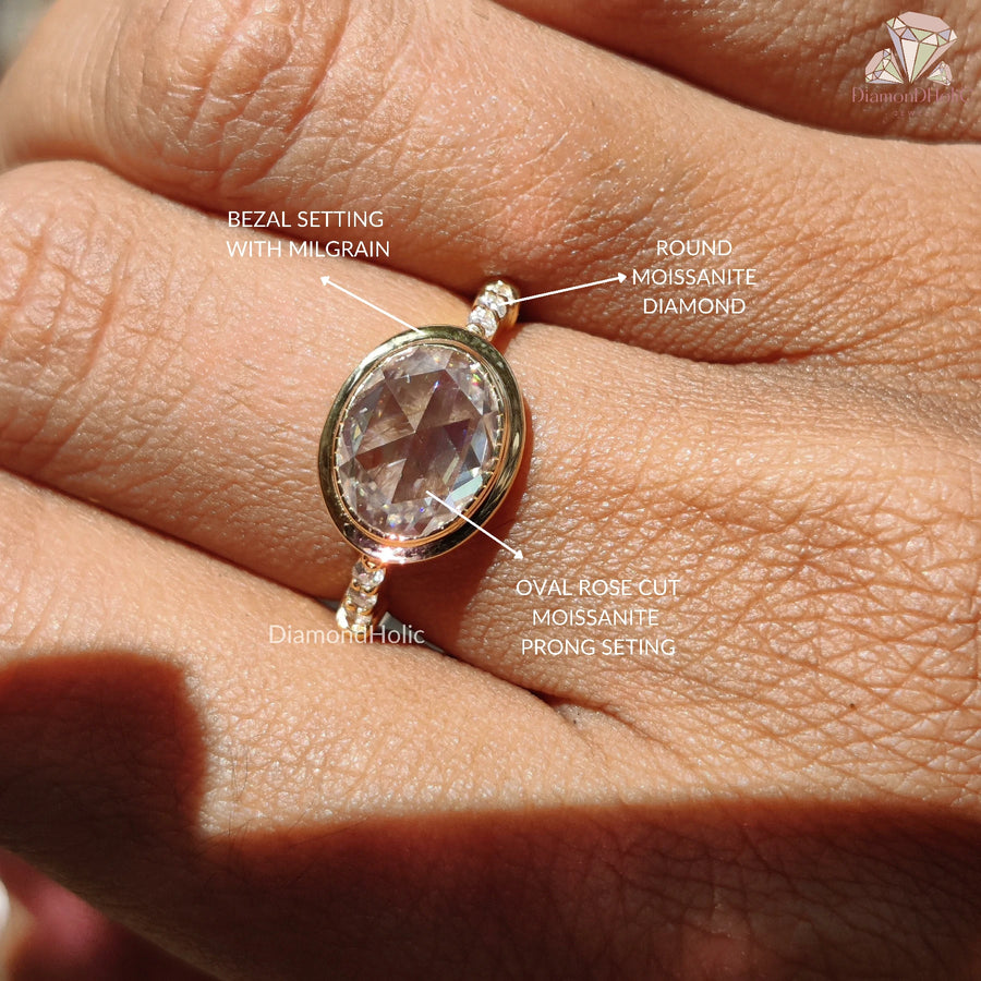 East West Moissanite engagement ring
