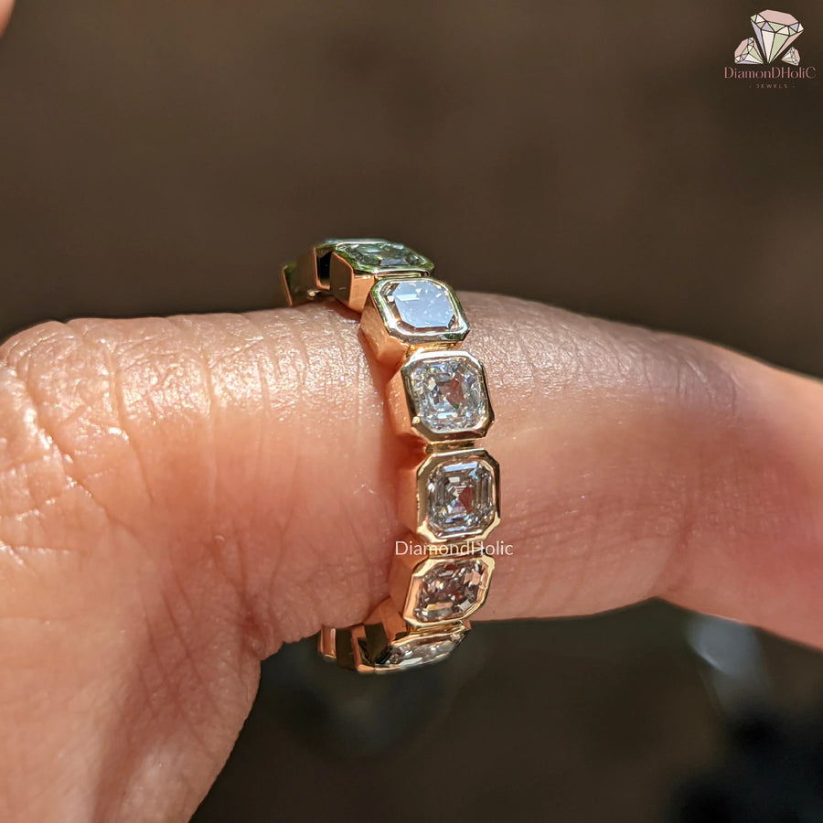 Asscher cut engagement band