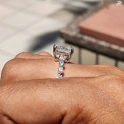 Elegant Gift for Girlfriend | Princess Moissanite Ring | Pave Design Love

