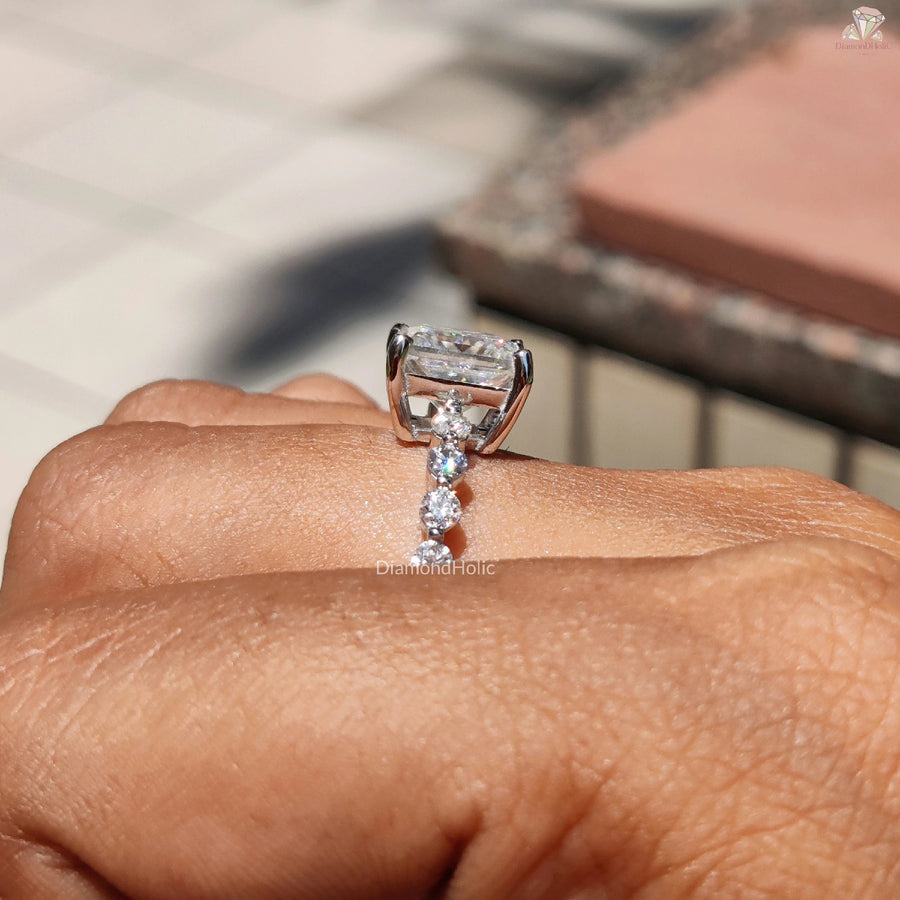Elegant Gift for Girlfriend | Princess Moissanite Ring | Pave Design Love

