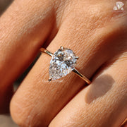 Chic Pear Diamond Bridal Ring | Beautiful Lab Diamond Anniversary Gift | Unique Simple Wedding Gift 