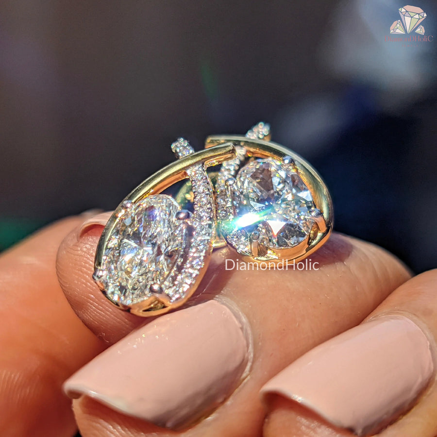 conflict free diamonds | halo setting earrings | lightweight earrings
