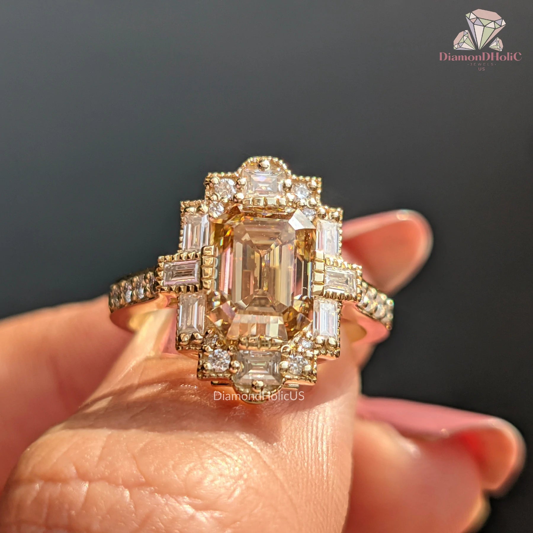 Champagne Moissanite Ring