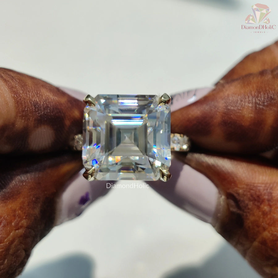 high setting moissanite | handmade engagement ring | moissanite jewelry India
