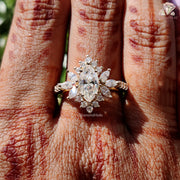 vintage style marquise ring | dainty gold bridal ring | handmade moissanite ring
