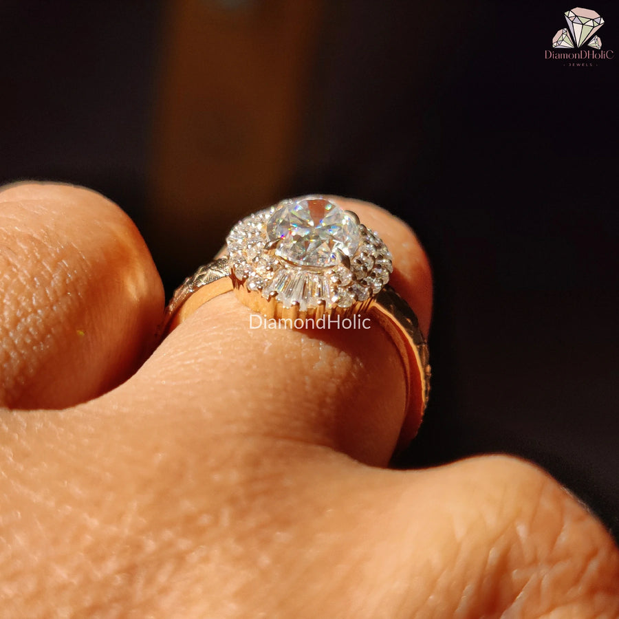 Elegant Moissanite Promise Ring | Beautiful Vintage Inspired Band | Affordable Oval Cut Bridal Set