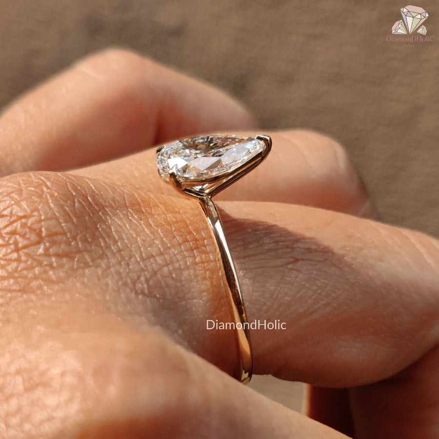 Classic Pear Cut Diamond Band | Elegant Lab Diamond Proposal Ring | Radiant Lab Grown Diamond Jewelry 