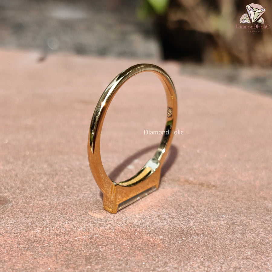 dainty solitaire ring | baguette diamond alternative | baguette cut stone ring
