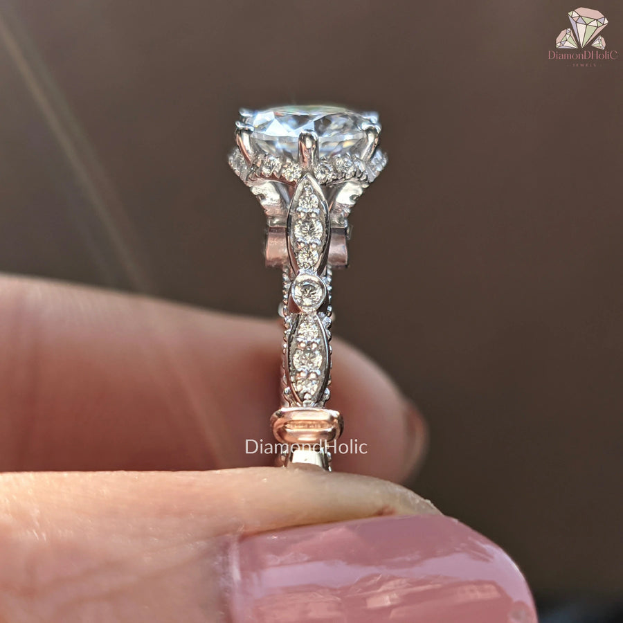 Unique Vintage Inspired Band | Affordable Vintage Inspired Jewelry | Chic Round Cut Engagement Jewelry 