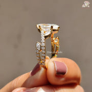  Radiant Unique Shank Engagement Ring | Unique Moissanite Anniversary Band | Timeless Marquise Diamond Jewelry