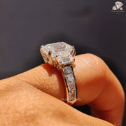 Emerald Cut Moissanite Three Stone Baguette Side Stones with Channel Set  Engagement Ring