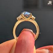 Royal Blue Oval Cut Moissanite Five Stone-Vintage Engagement Ring