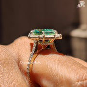 modern art deco ring | handcrafted green moissanite | ethical gemstone ring
