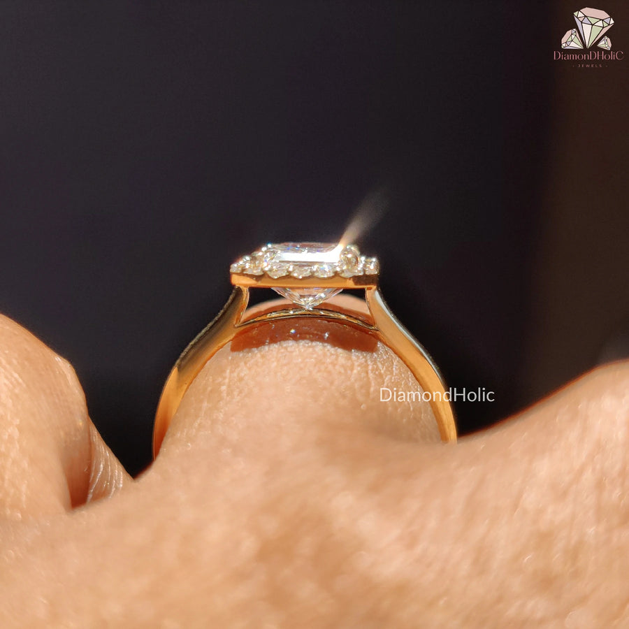 conflict free radiant ring | radiant engagement set | lab diamond ring set
