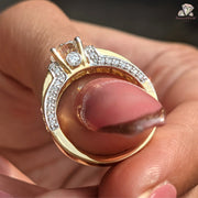 Round Cut Lab Grown Diamond Channel Setting Pave Engagement Ring