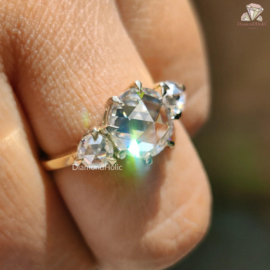 moissanite solitaire with accents | custom moissanite ring | round cut moissanite
