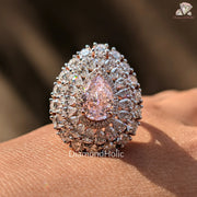 Bridal Double Halo | Pear CZ Ring | Romantic Vintage Ring

