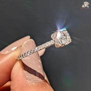 Cushion Cut Lab Grown Diamond Hidden Halo Engagement Ring