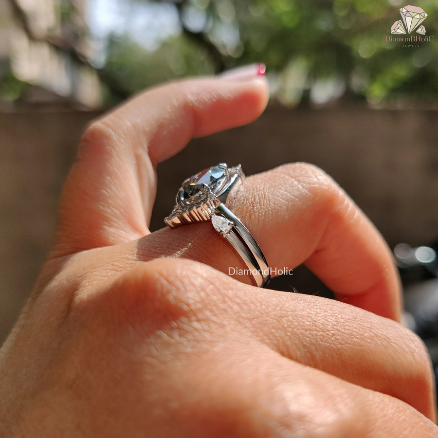 Gray Moissanite Bridal Set