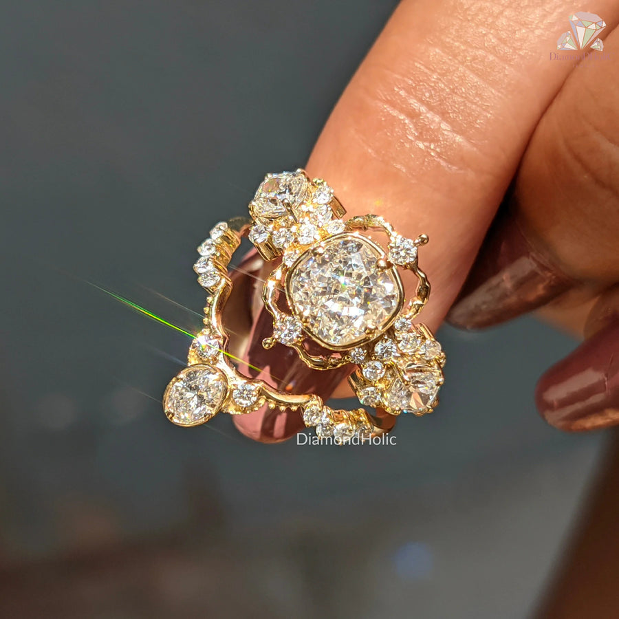 gold bridal set rings​ | art deco ring set | vintage ring set for her