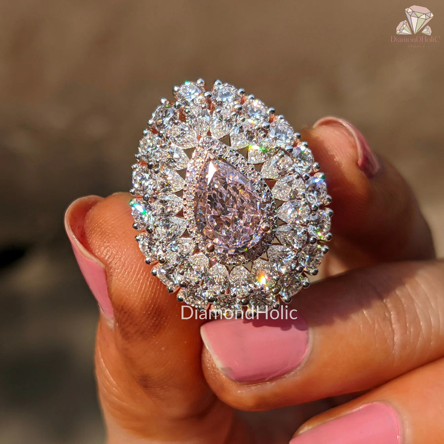 Sparkling Wedding Gift | Pave CZ Ring | Baby Pink Bridal Band

