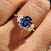 Royal Blue Oval Cut Moissanite Five Stone-Vintage Engagement Ring