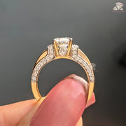 Round Cut Lab Grown Diamond Channel Setting Pave Engagement Ring