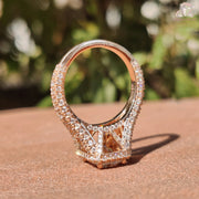 three row pave ring | split shank moissanite ring | rose gold moissanite
