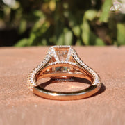 moissanite halo ring | rose gold wedding ring | luxury moissanite ring
