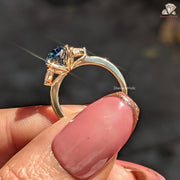 Royal Blue Oval Cut Moissanite Five Stone-Vintage Engagement Ring