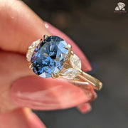 Royal Blue Oval Cut Moissanite Five Stone-Vintage Engagement Ring