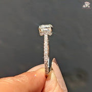 Cushion Cut Lab Grown Diamond Hidden Halo Engagement Ring