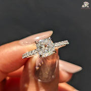 Cushion Cut Lab Grown Diamond Hidden Halo Engagement Ring