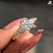 Round Cut Lab Grown Diamond Channel Setting Pave Engagement Ring