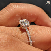 Cushion Cut Lab Grown Diamond Hidden Halo Engagement Ring