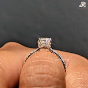 Cushion Cut Lab Grown Diamond Hidden Halo Engagement Ring