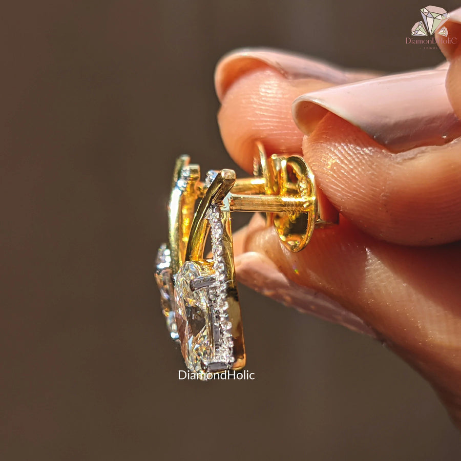 stylish diamond studs | pear shaped studs | gold marquise earrings
