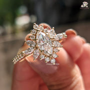 Marquise Cut Moissanite Floral Cluster Halo-Vintage Engagement Ring