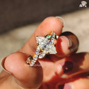 Radiant Moissanite Wedding Band | Beautiful Unique Shank Band | Elegant Marquise Anniversary Ring