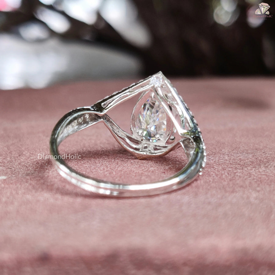 Unique Wedding Ring Design | Pear Cut Moissanite | Gift For Girlfriend

