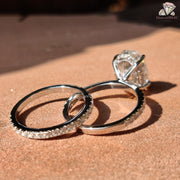 handmade moissanite set | pavé engagement ring | oval diamond alternative
