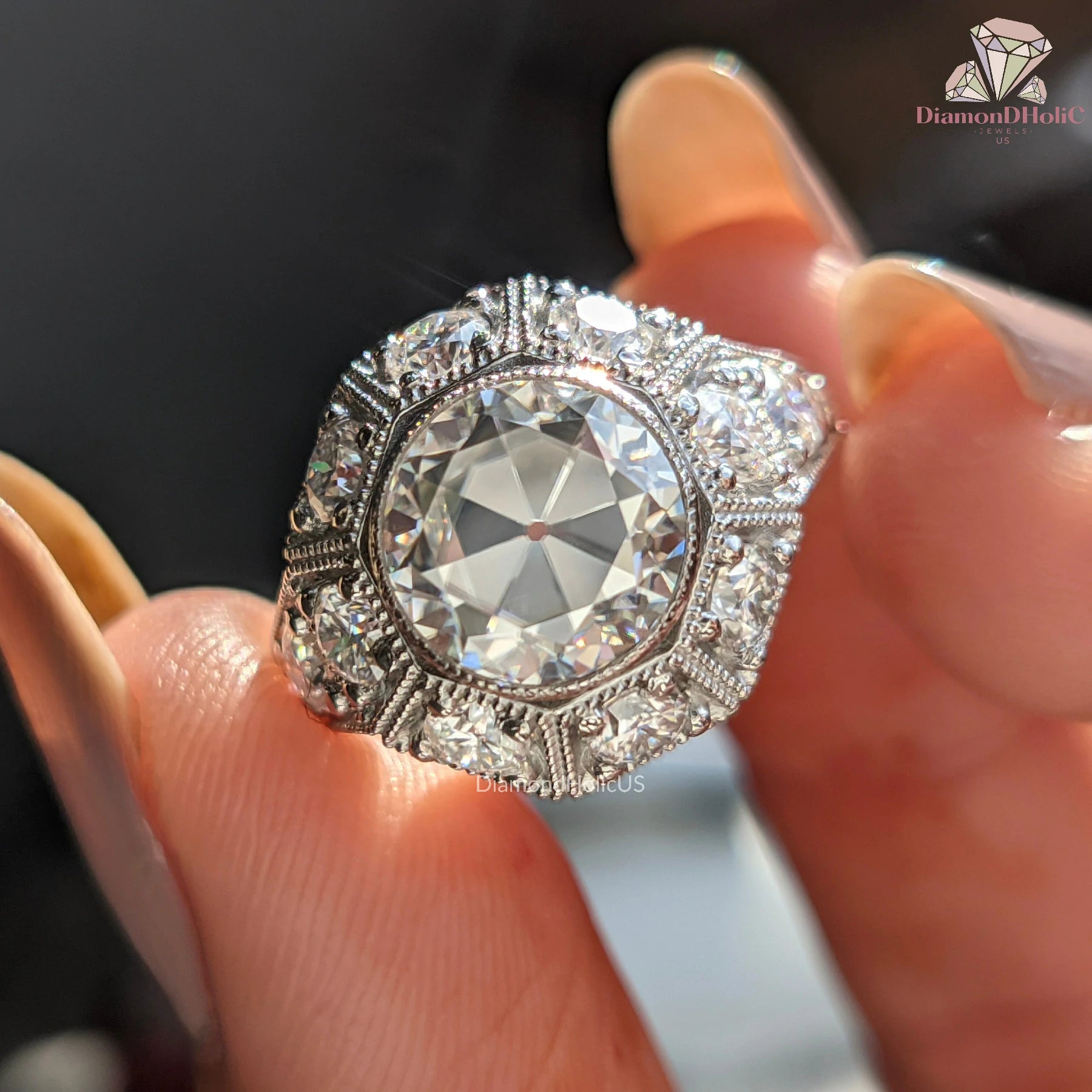 Round Old European Cut Ring